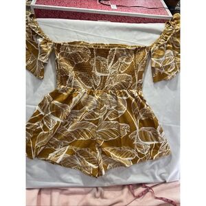 Floral Inspired Romper With ruffle sleeves elastic stretch travel vacation178